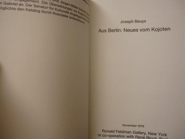 Aus Berlin neues vom kojoten　ヨーゼフ・ボイス