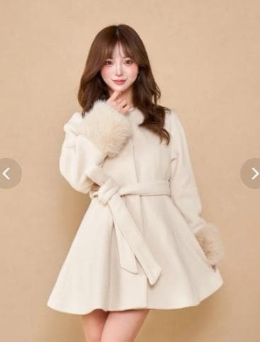 ダーリッチ　Darich　ウエストベルトメルトンコート　FREE　アイボリー