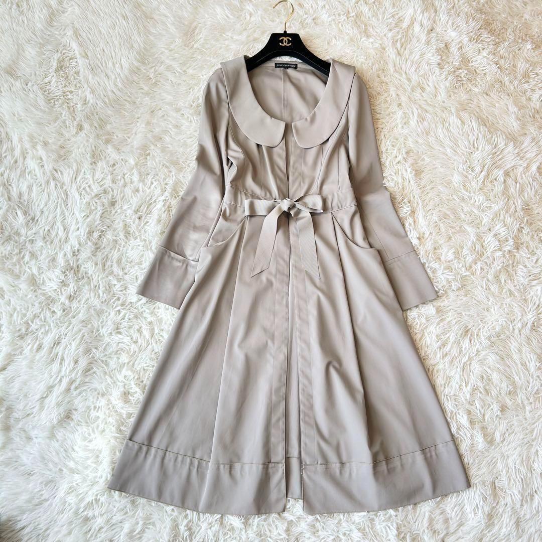 フォクシーニューヨーク 丸襟 Ａライン トレンチコート ベージュ 38