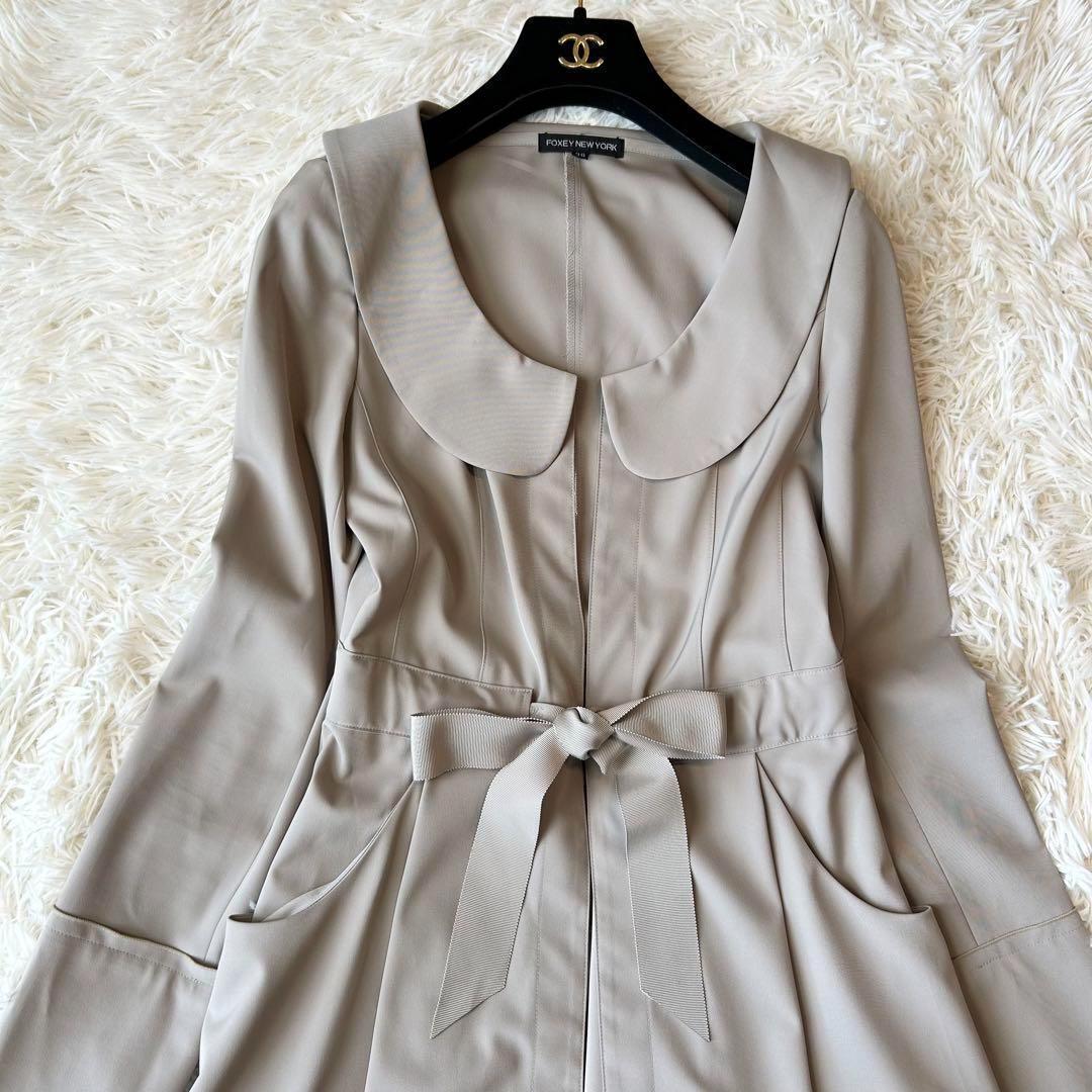 フォクシーニューヨーク 丸襟 Ａライン トレンチコート ベージュ 38