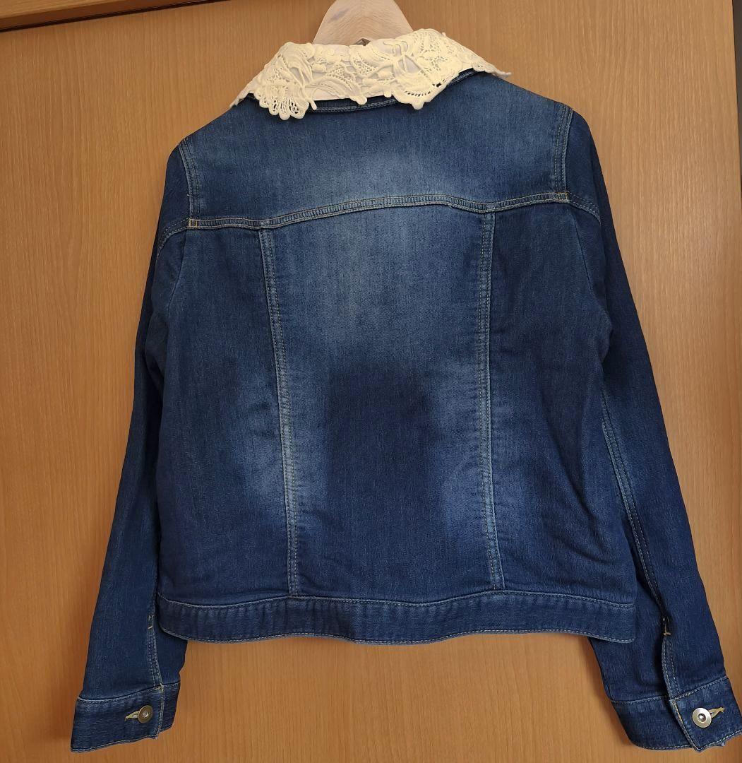 【新品】ローズティアラ　レース襟付きデニムジャケット　伸縮性◎　42サイズ