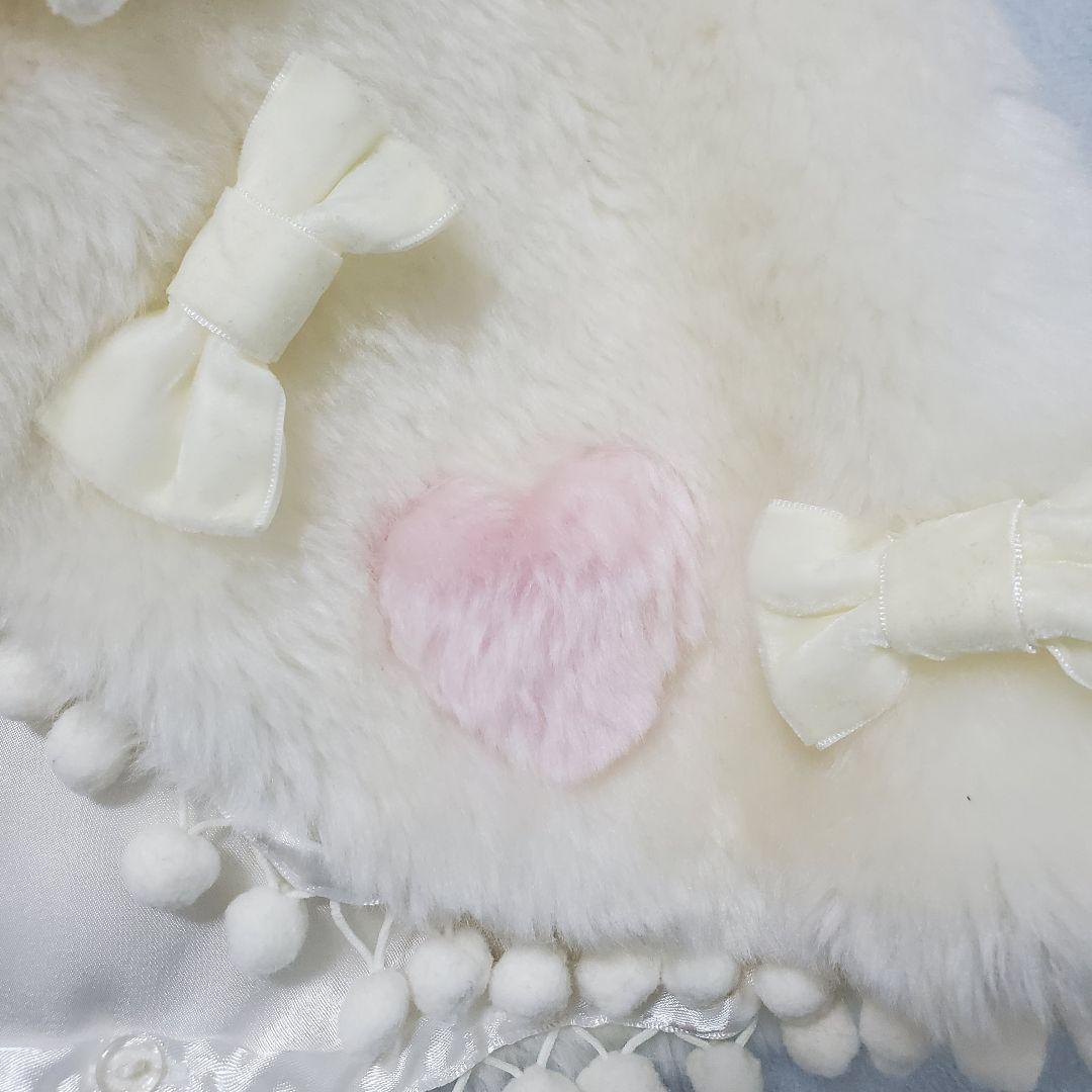 Angelic Pretty ラブリィポンポンファーケープ 白×ピンク