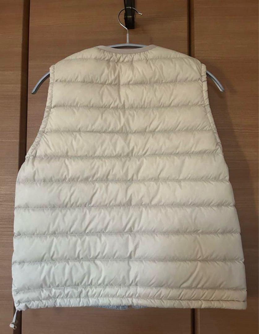 美品 DANTON ベージュ キルティングダウンベスト
