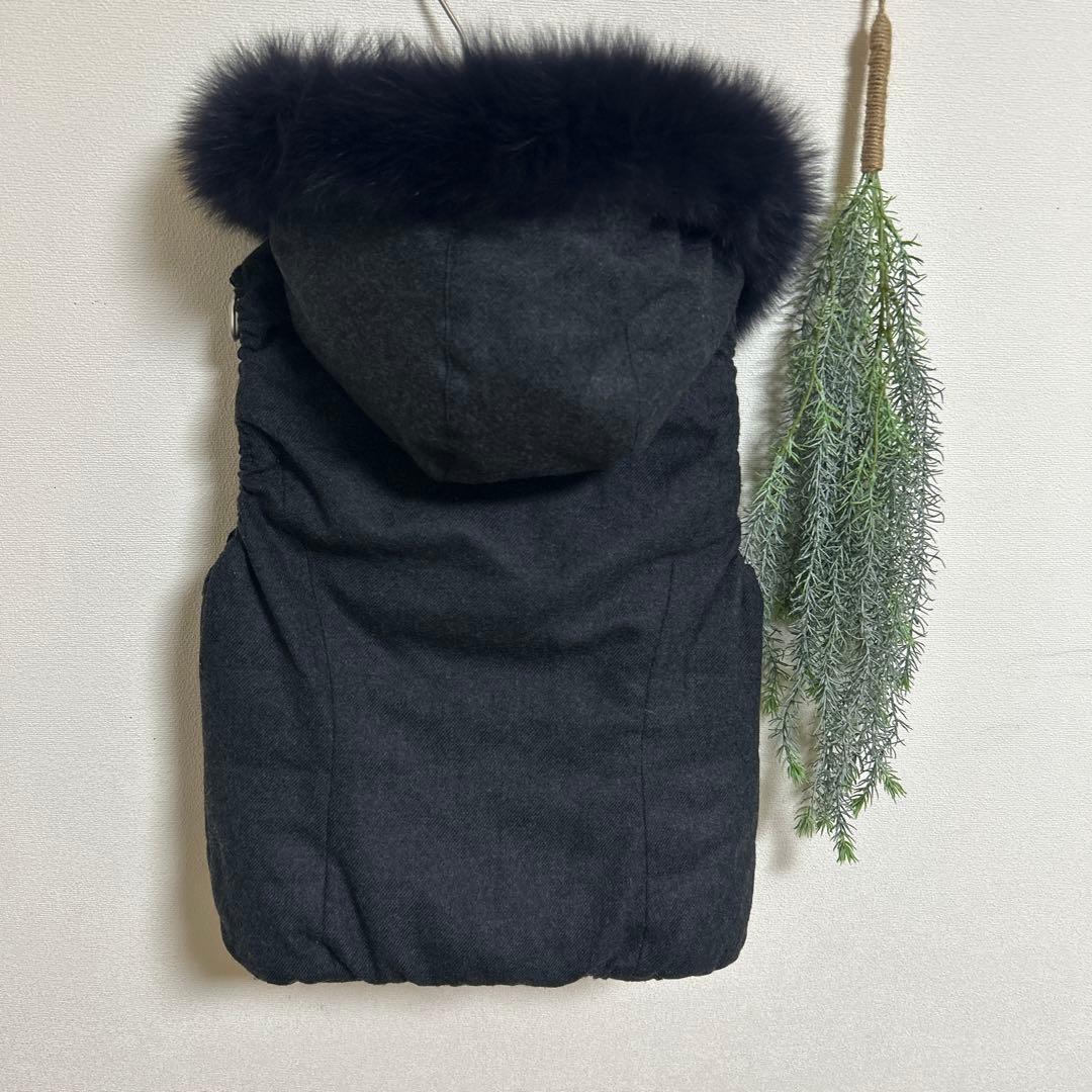 ANAYI アナイ　フォックスファー　ダウンベスト　リバーシブル　紺　38