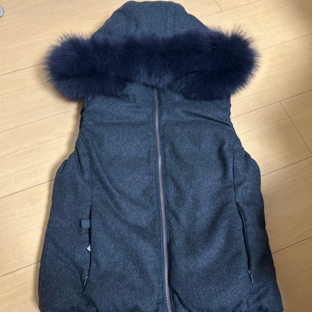 ANAYI アナイ　フォックスファー　ダウンベスト　リバーシブル　紺　38