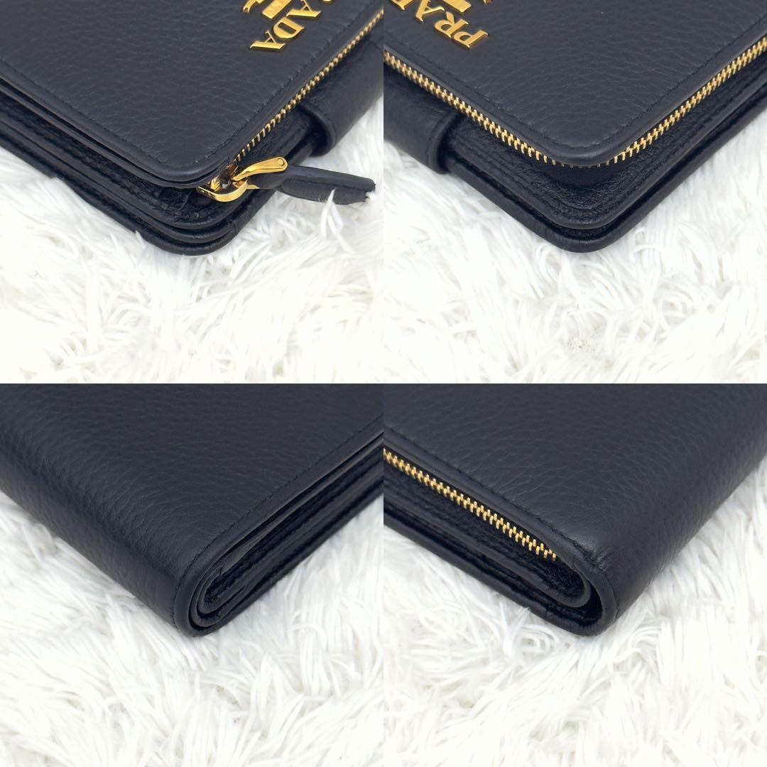 極美品⭐️RFID搭載 PRADA プラダ ヴィッテログレイン ブラック レザー
