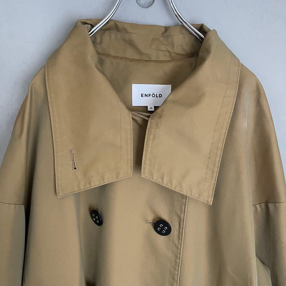 ENFOLD シャンブレーギャバオーバービッグトレンチコート　玉虫色