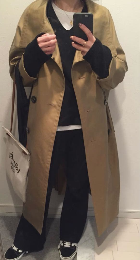 ENFOLD シャンブレーギャバオーバービッグトレンチコート　玉虫色