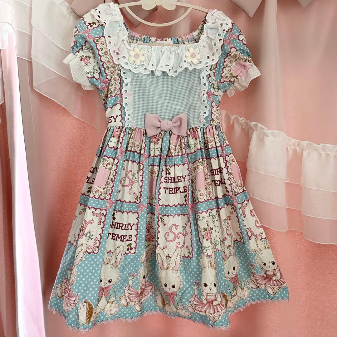 Shirley Temple うさぎ柄ワンピース 110