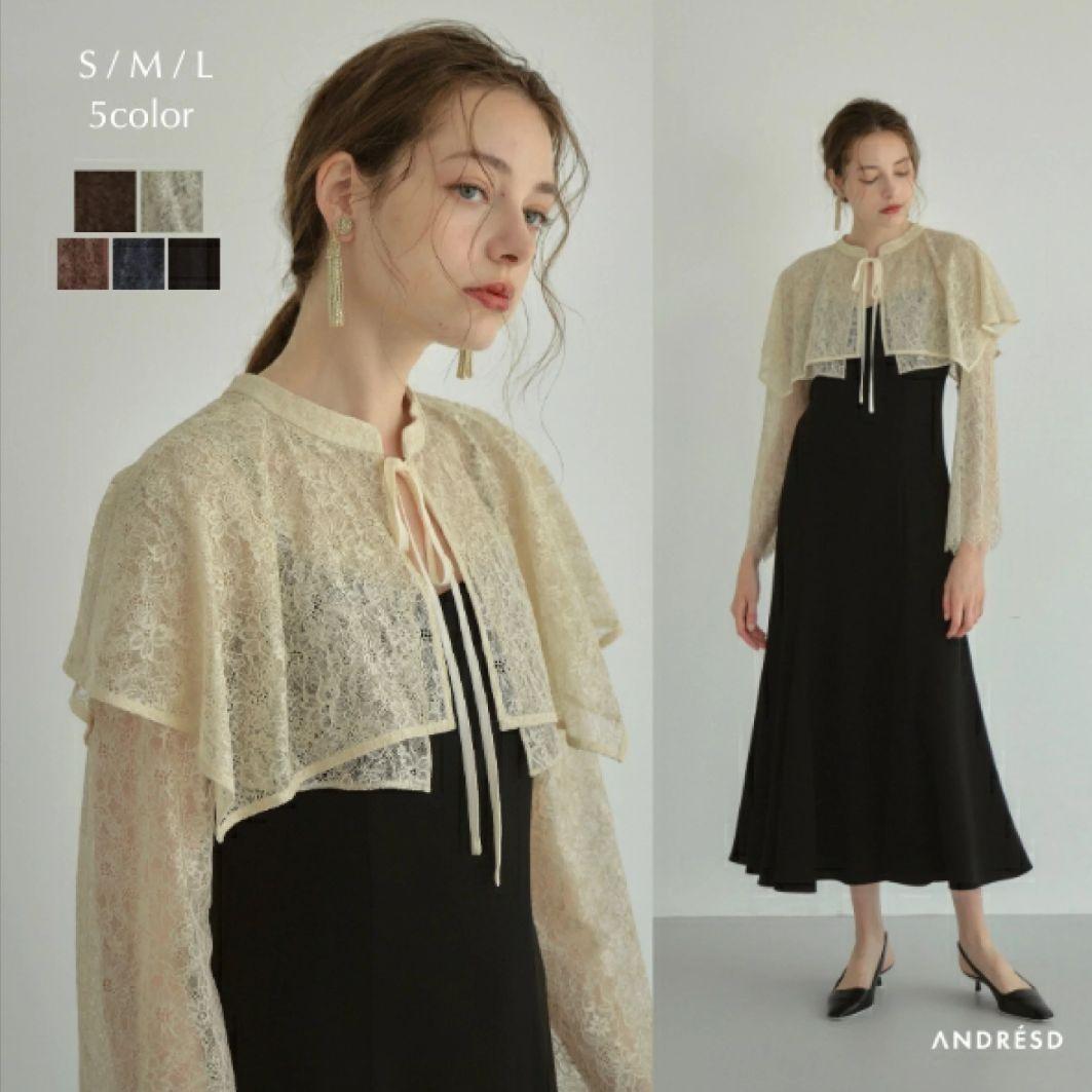ANDRESD レイヤード ケープ ドレス