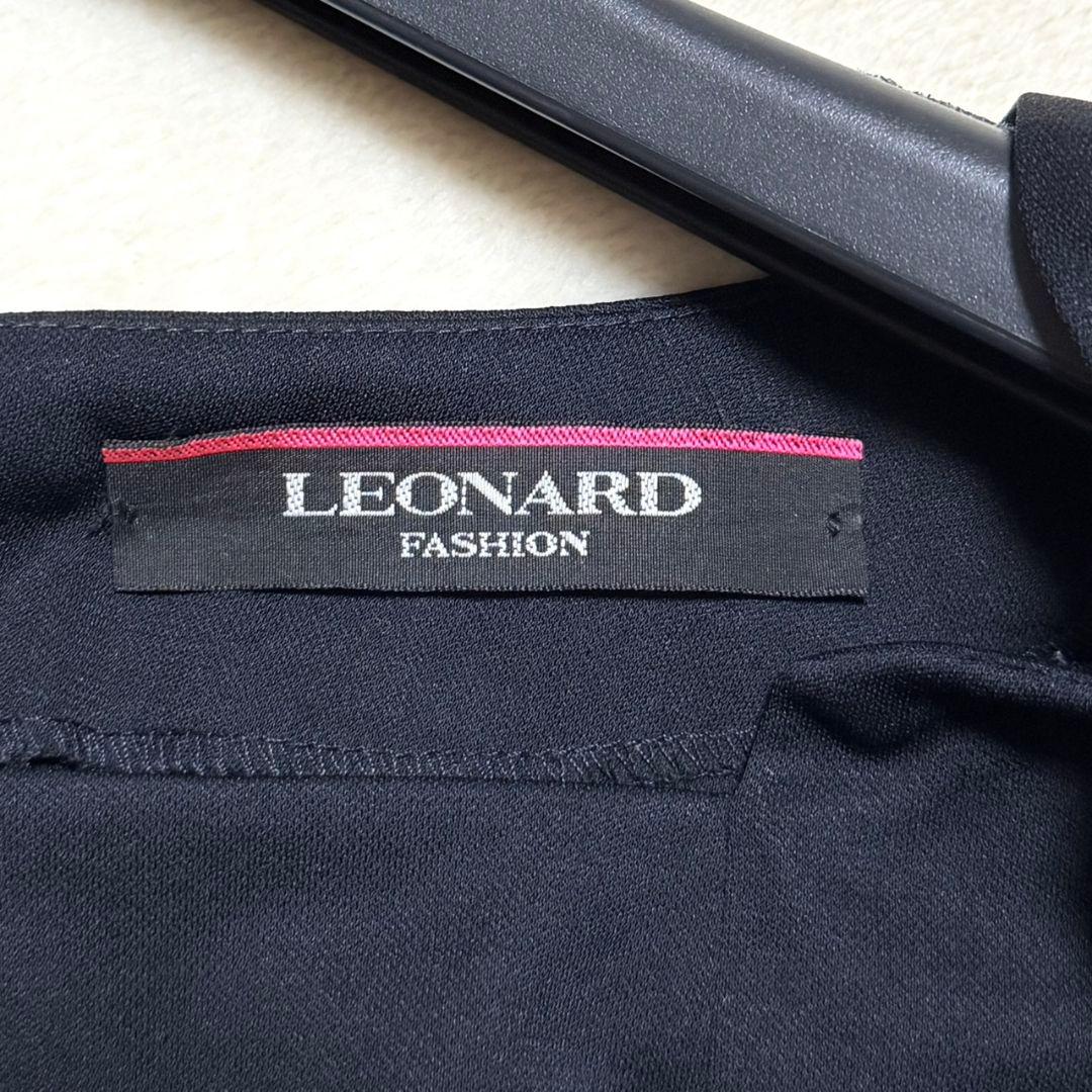 美品 レオナール カンカン フラワートリム チュニック サイドスリット XL