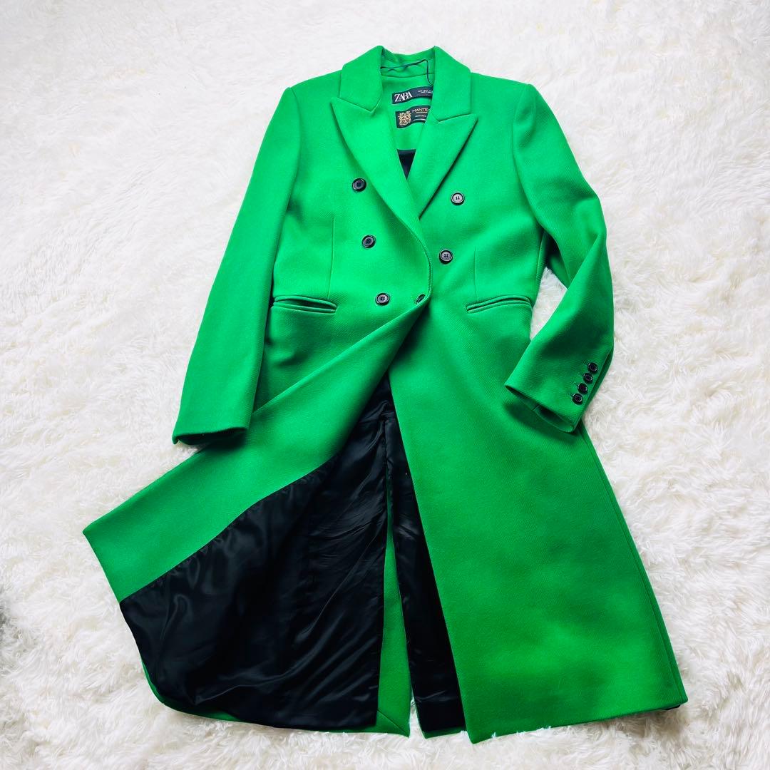 極美品✨ ZARA ザラ MANTECO生地 ロングコート 1ボタン 緑