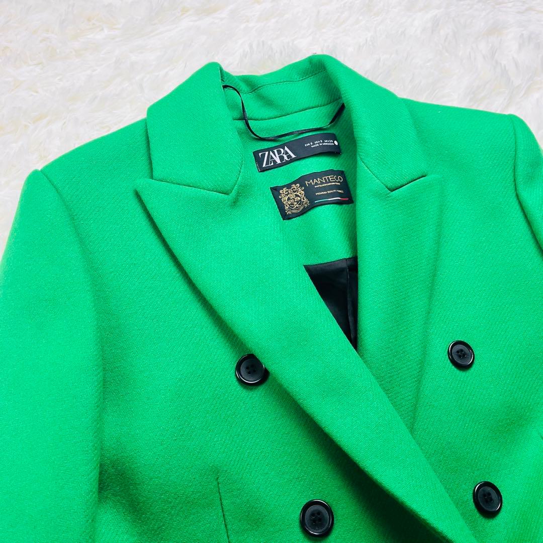 極美品✨ ZARA ザラ MANTECO生地 ロングコート 1ボタン 緑
