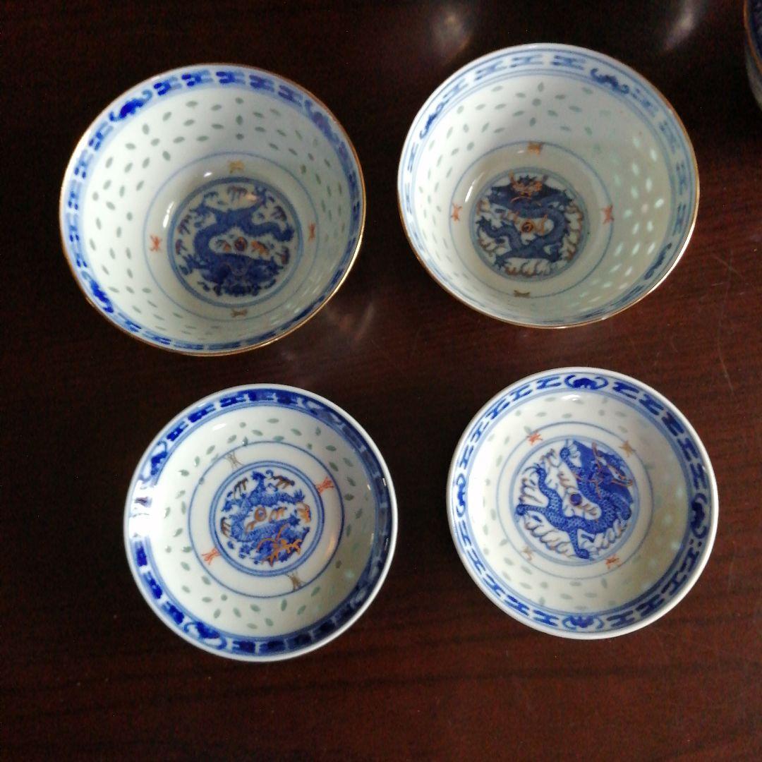 景徳鎮　玩玉　蛍手蓋茶碗　5客　11cm