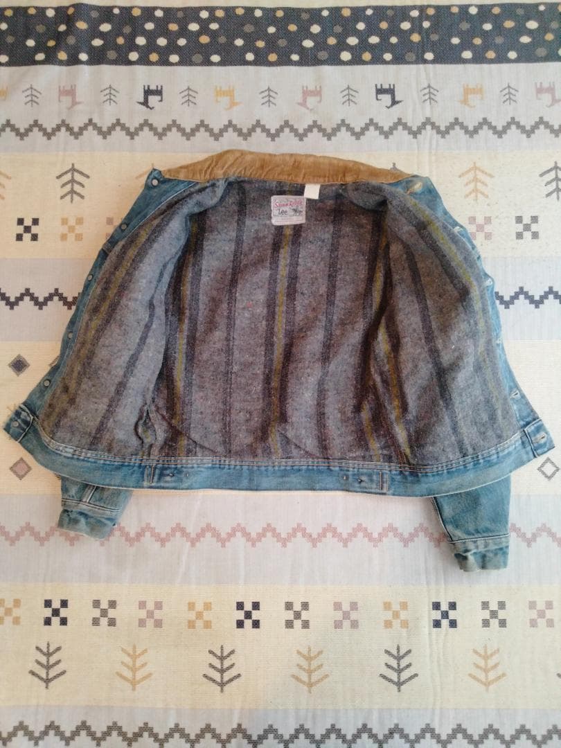 ビンテージ70年代リーストームライダー裏地ブランケット付きデニムJKT青38