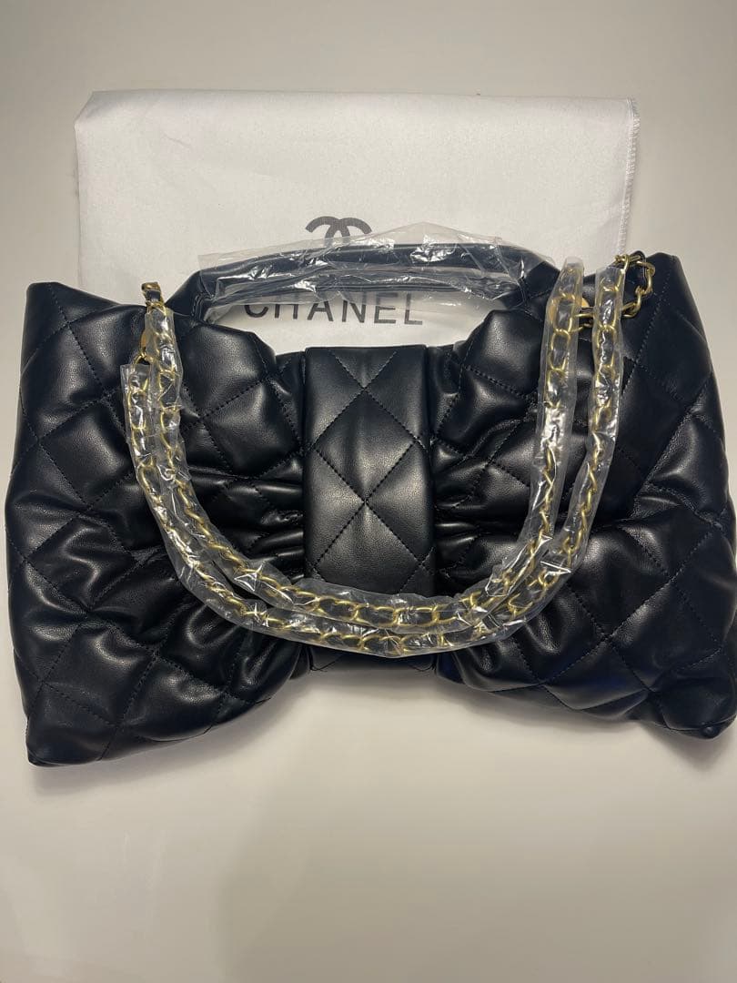 CHANEL キルティング ブラックリボンバッグノベルティ