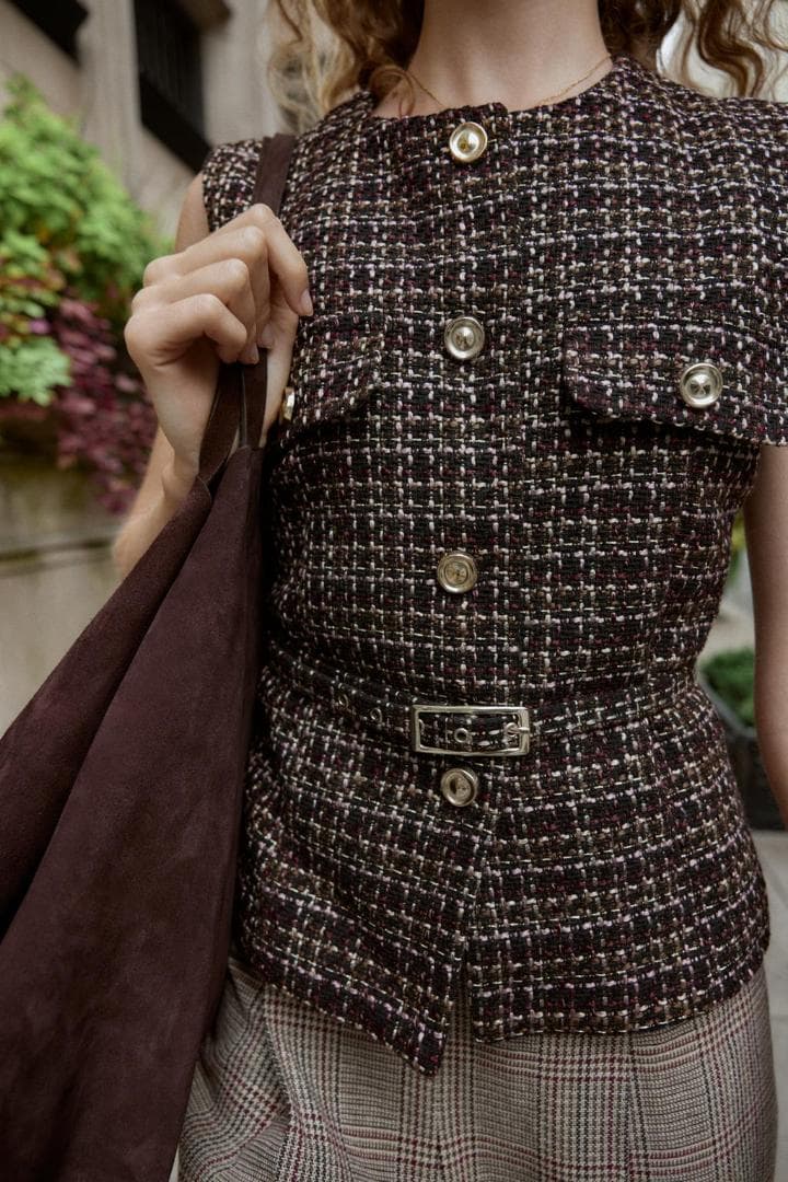 ZARA ベルト付きテクスチャーベスト XS 新品