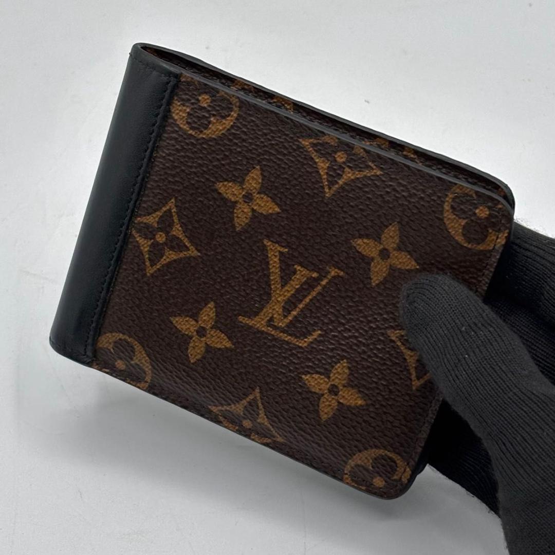 極美品 箱袋付属 ルイヴィトン モノグラム 二つ折り財布 ミュルティプル 黒