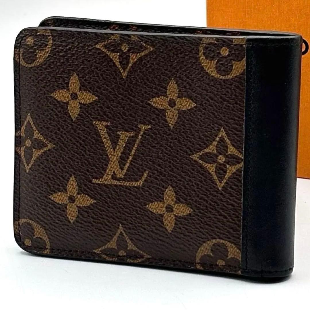 極美品 箱袋付属 ルイヴィトン モノグラム 二つ折り財布 ミュルティプル 黒