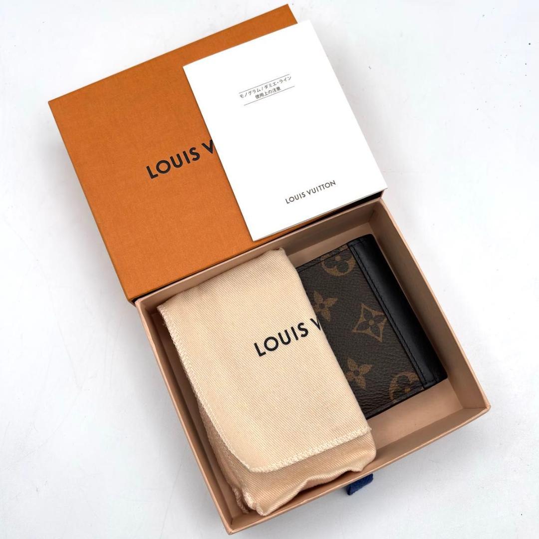 極美品 箱袋付属 ルイヴィトン モノグラム 二つ折り財布 ミュルティプル 黒