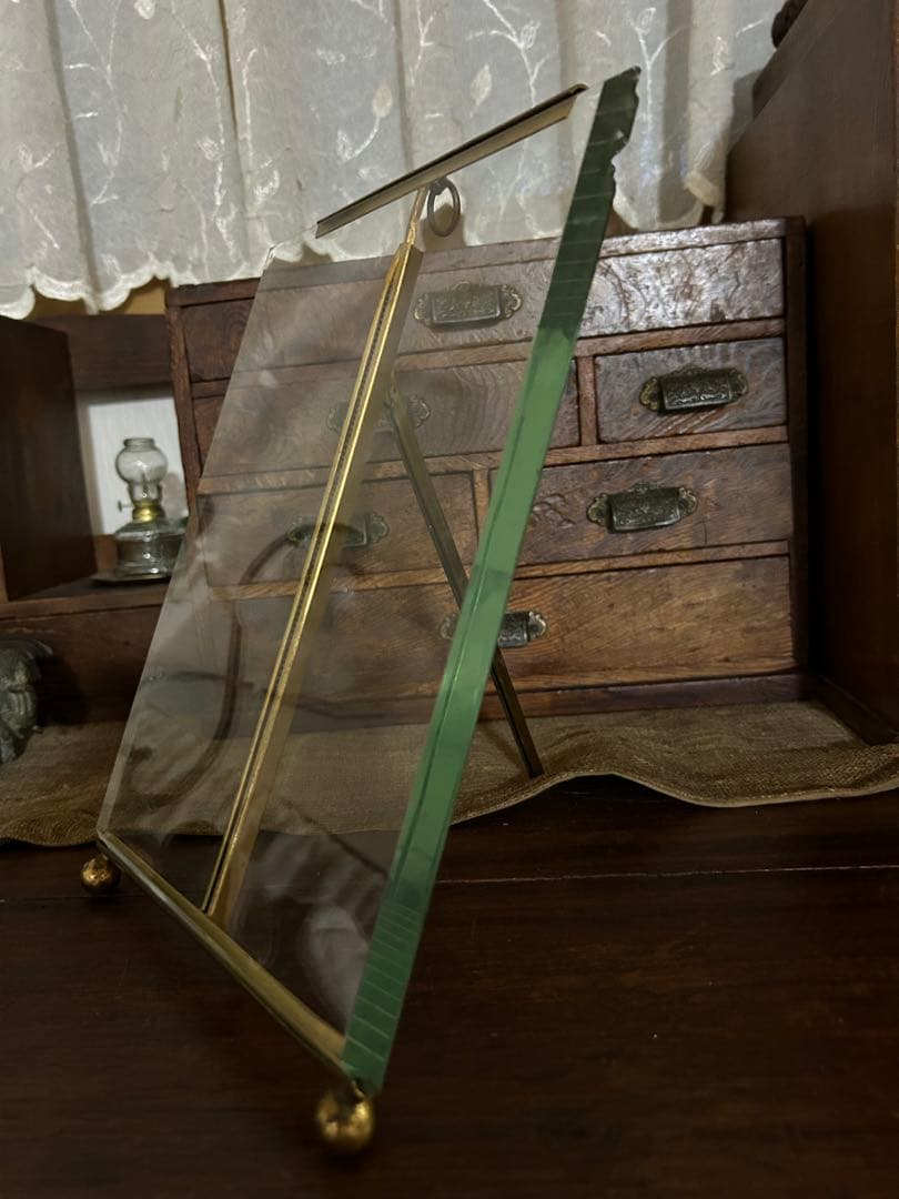 フランスアンティーク クリスタル 特大フォト スタンド