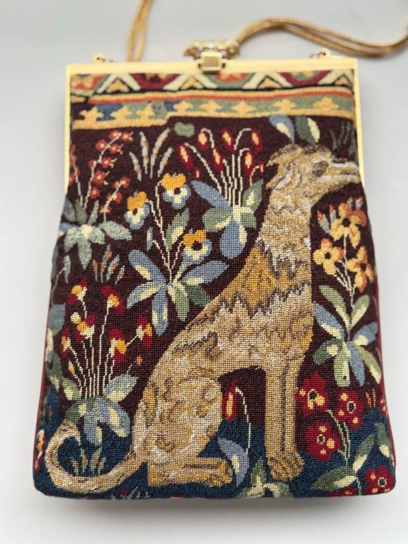久家道子・プチポアンのタペストリー刺繍パーティーバッグ