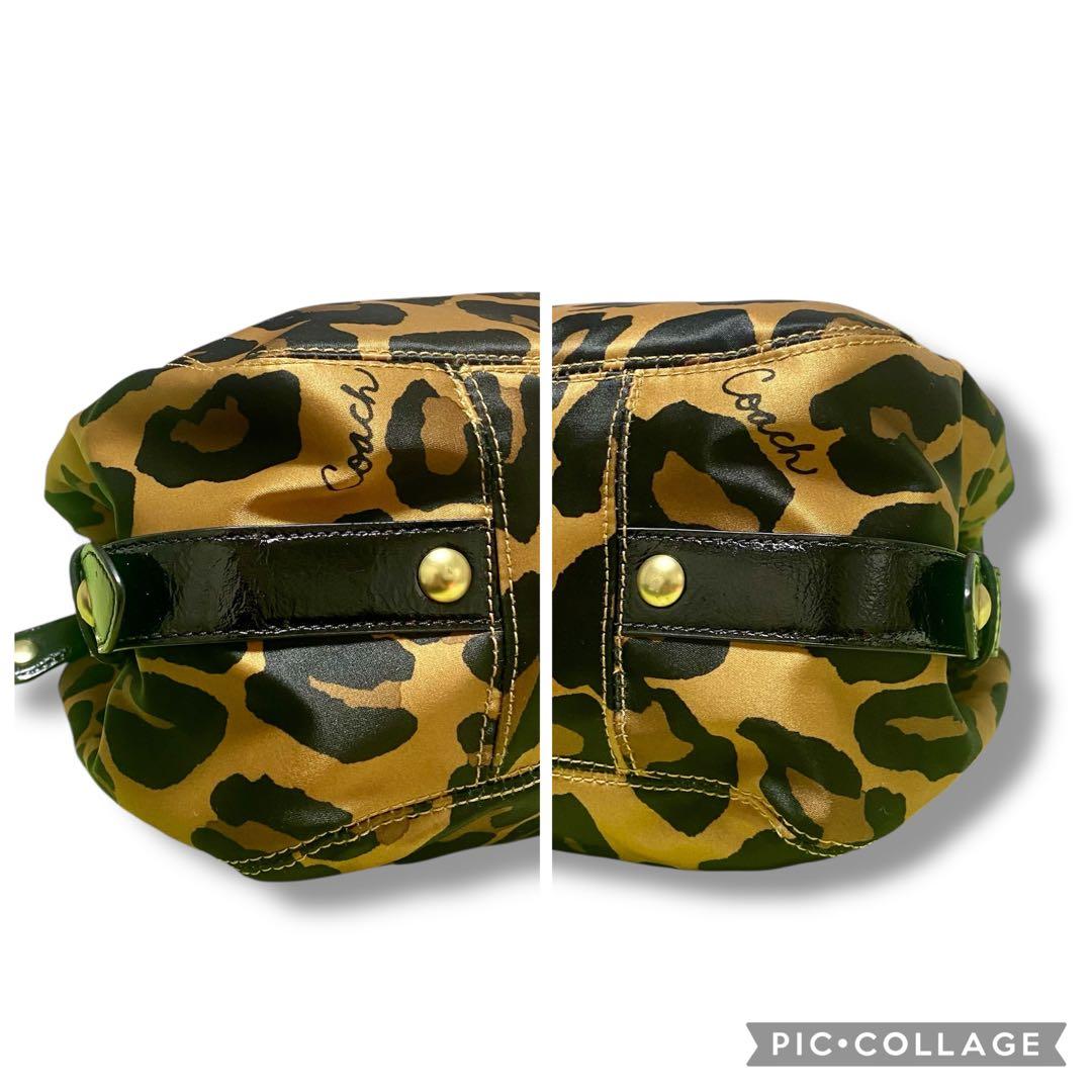 COACHコーチ トートバッグ　ナイロン　レオパード　ワンショルダーバッグ　3層