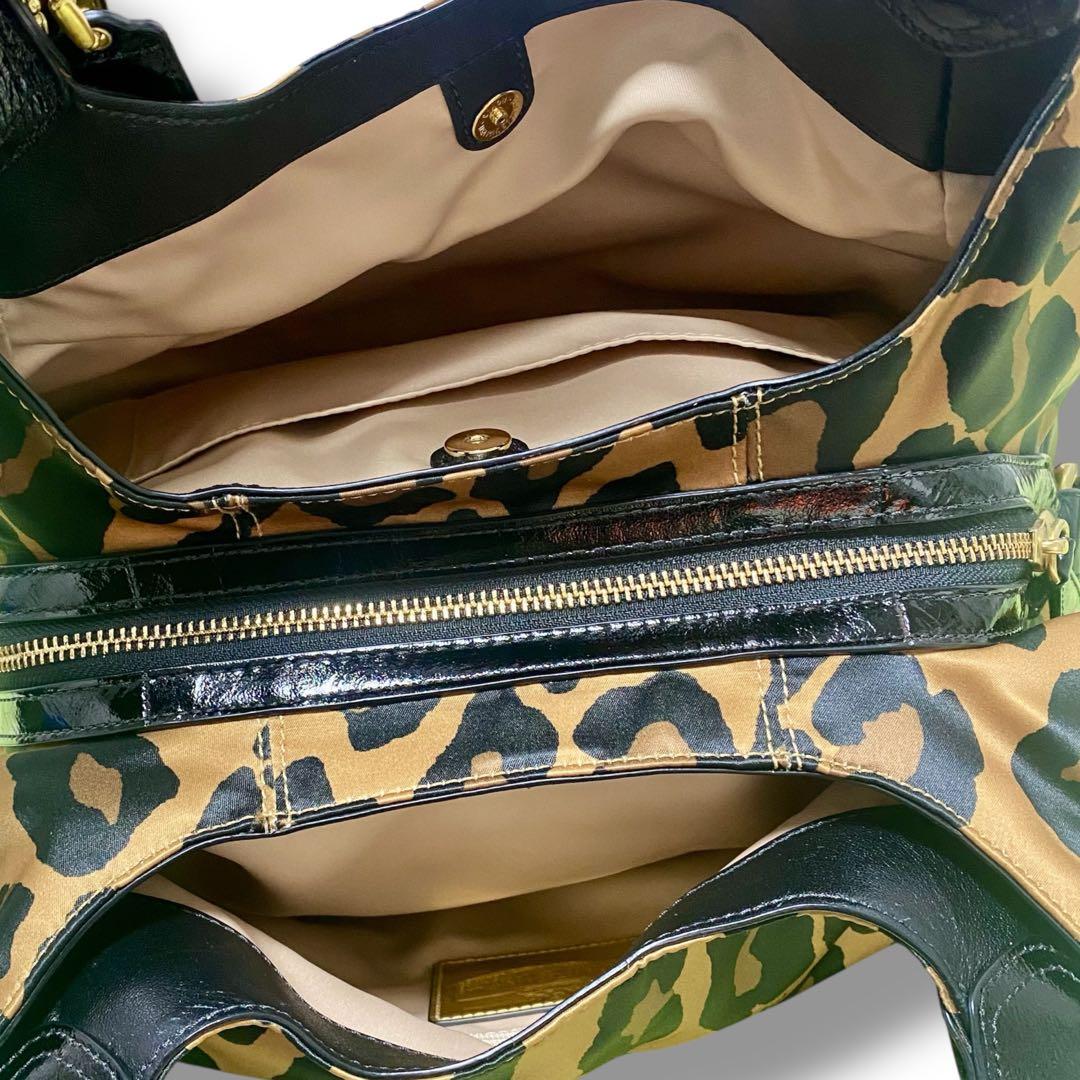 COACHコーチ トートバッグ　ナイロン　レオパード　ワンショルダーバッグ　3層