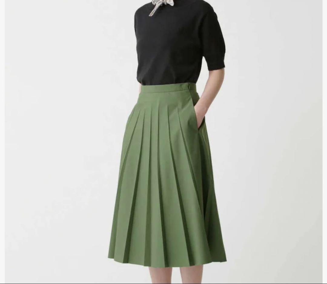 【美品】マーガレットハウエル　コットンプリーツスカート ひざ丈