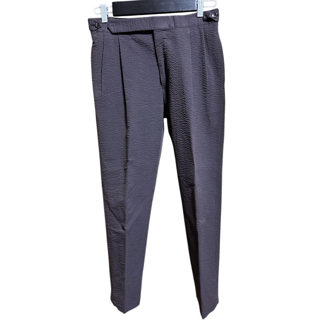 CARUSO ダークブラウン　コットンシアサッカースーツ