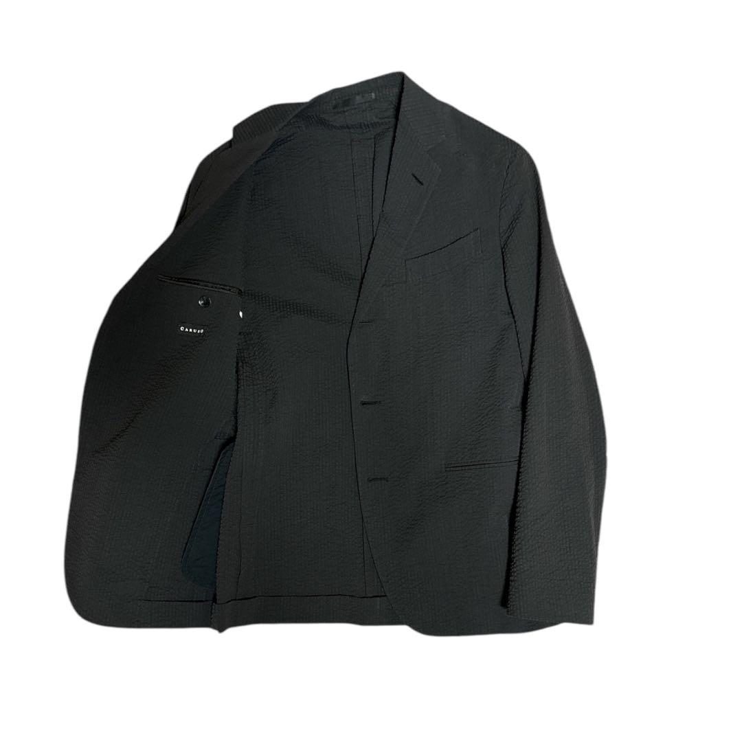 CARUSO ダークブラウン　コットンシアサッカースーツ