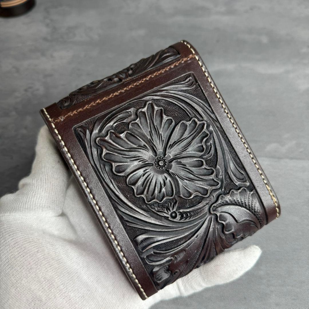 shunyFUNNY ファニー カービング 3つ折り財布 コンチョボタン