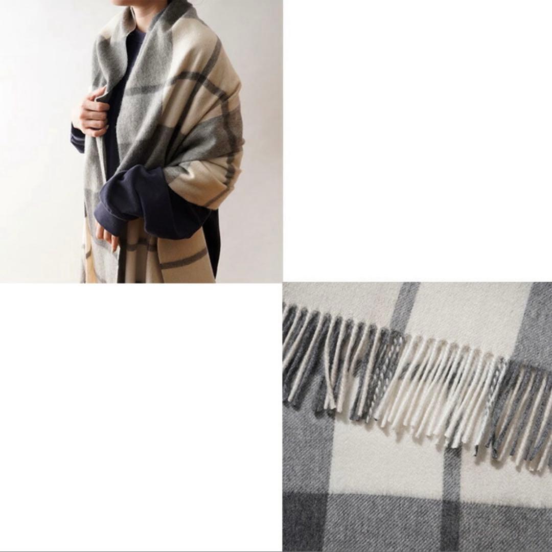 ジュシュアエリス カシミヤ マフラー ストール ブロックチェック柄 大判