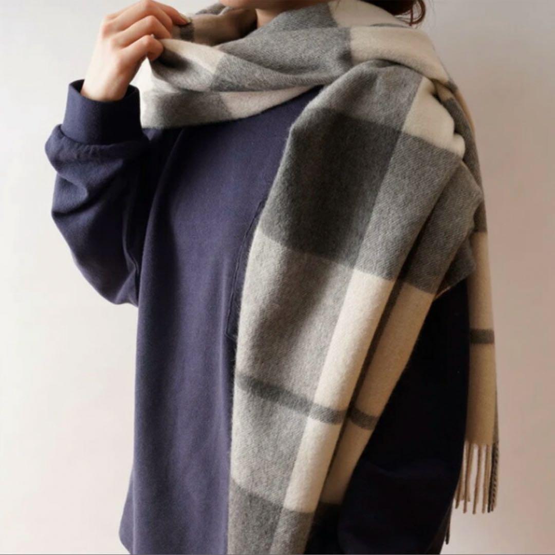 ジュシュアエリス カシミヤ マフラー ストール ブロックチェック柄 大判