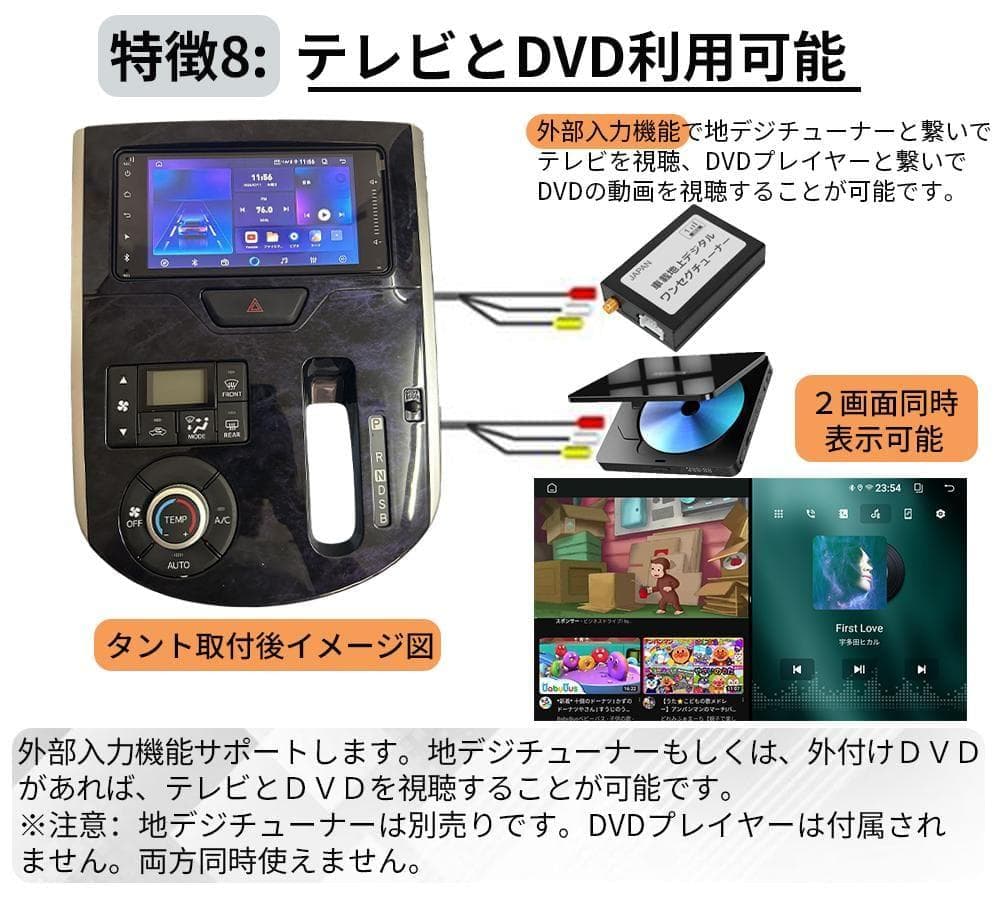 N08K2 7インチ アンドロイドカーナビ Carplay 2+32G 2DIN