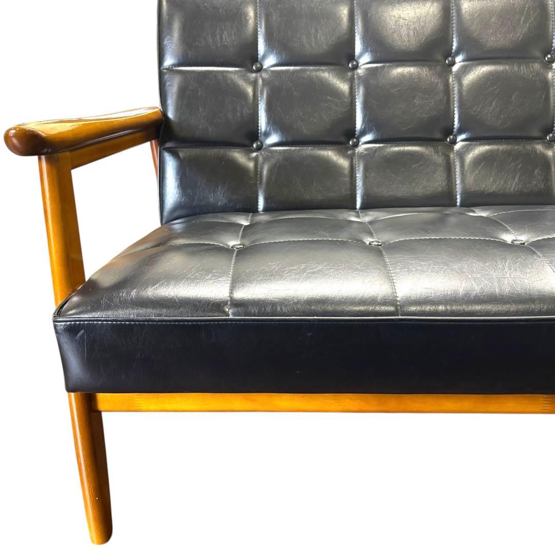 【カリモク60】Kチェア 2シーター ブラック ビンテージ ソファ モダン