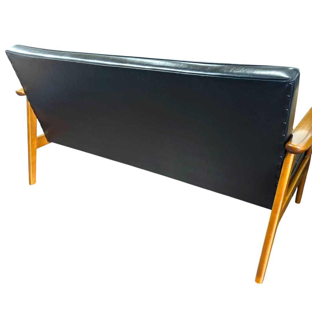 【カリモク60】Kチェア 2シーター ブラック ビンテージ ソファ モダン