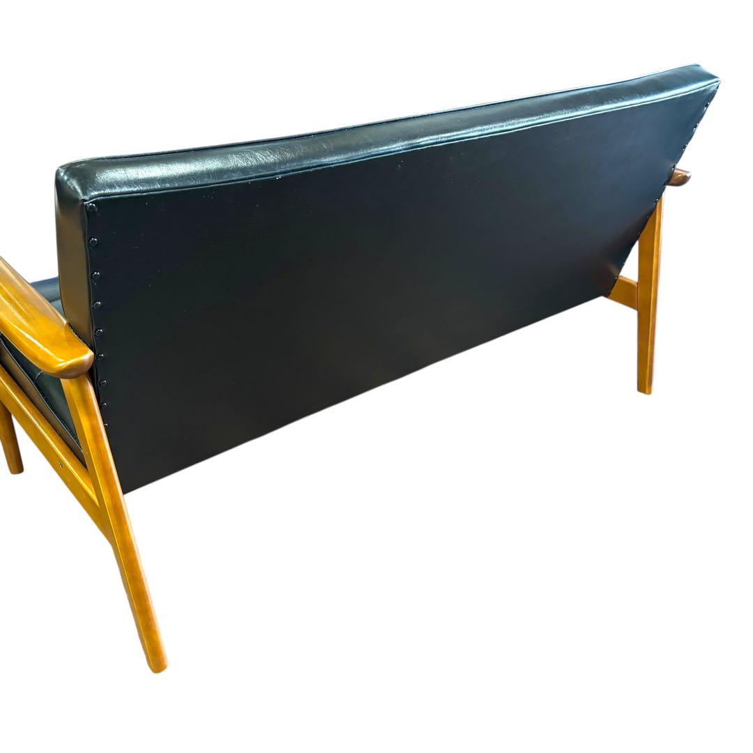 【カリモク60】Kチェア 2シーター ブラック ビンテージ ソファ モダン