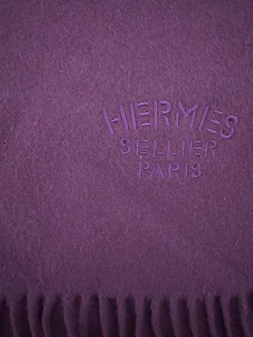エルメス 100%カシミア マフラー紫