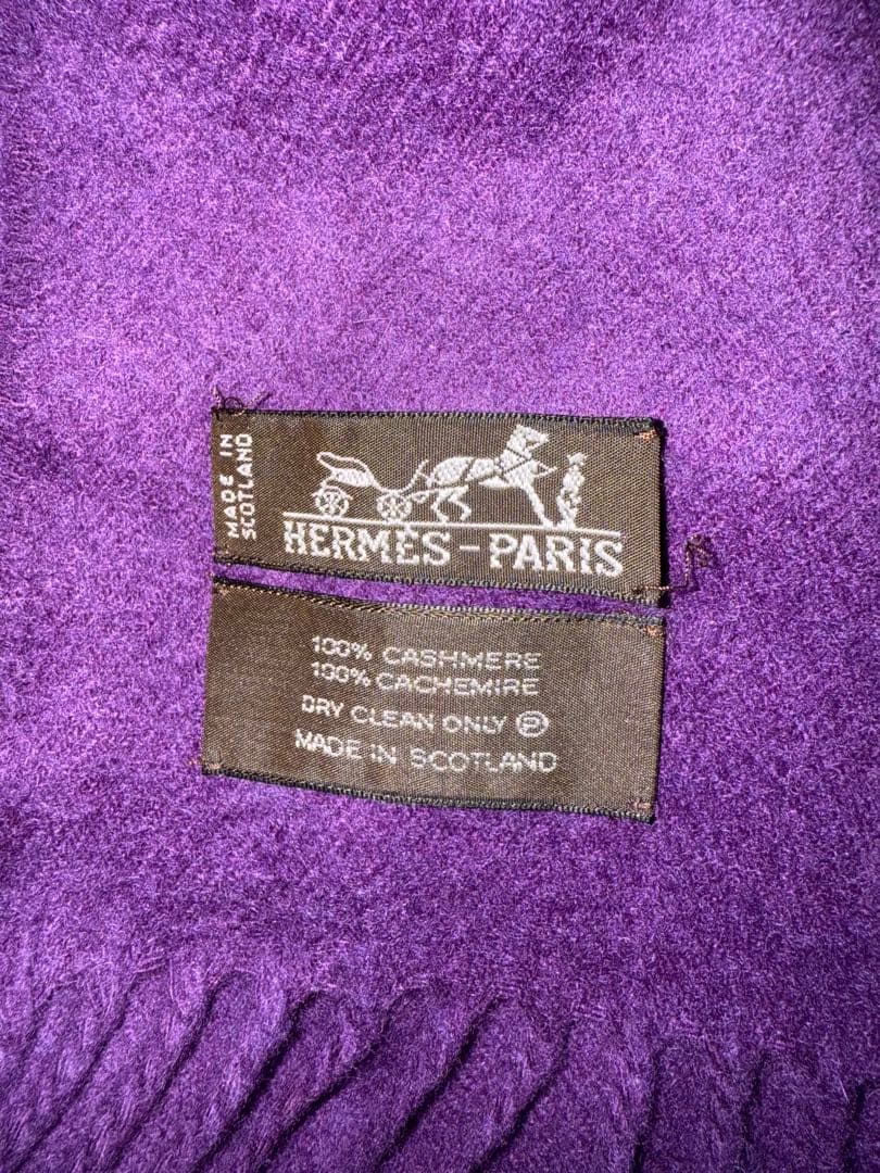 エルメス 100%カシミア マフラー紫