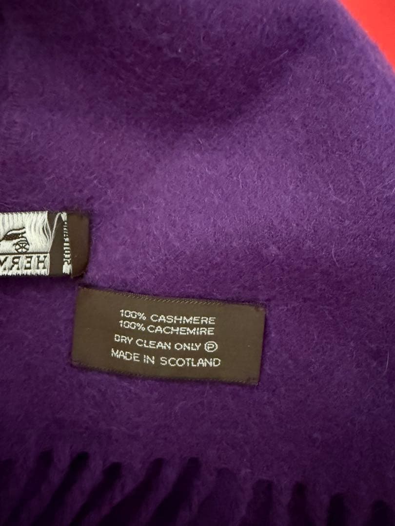 エルメス 100%カシミア マフラー紫