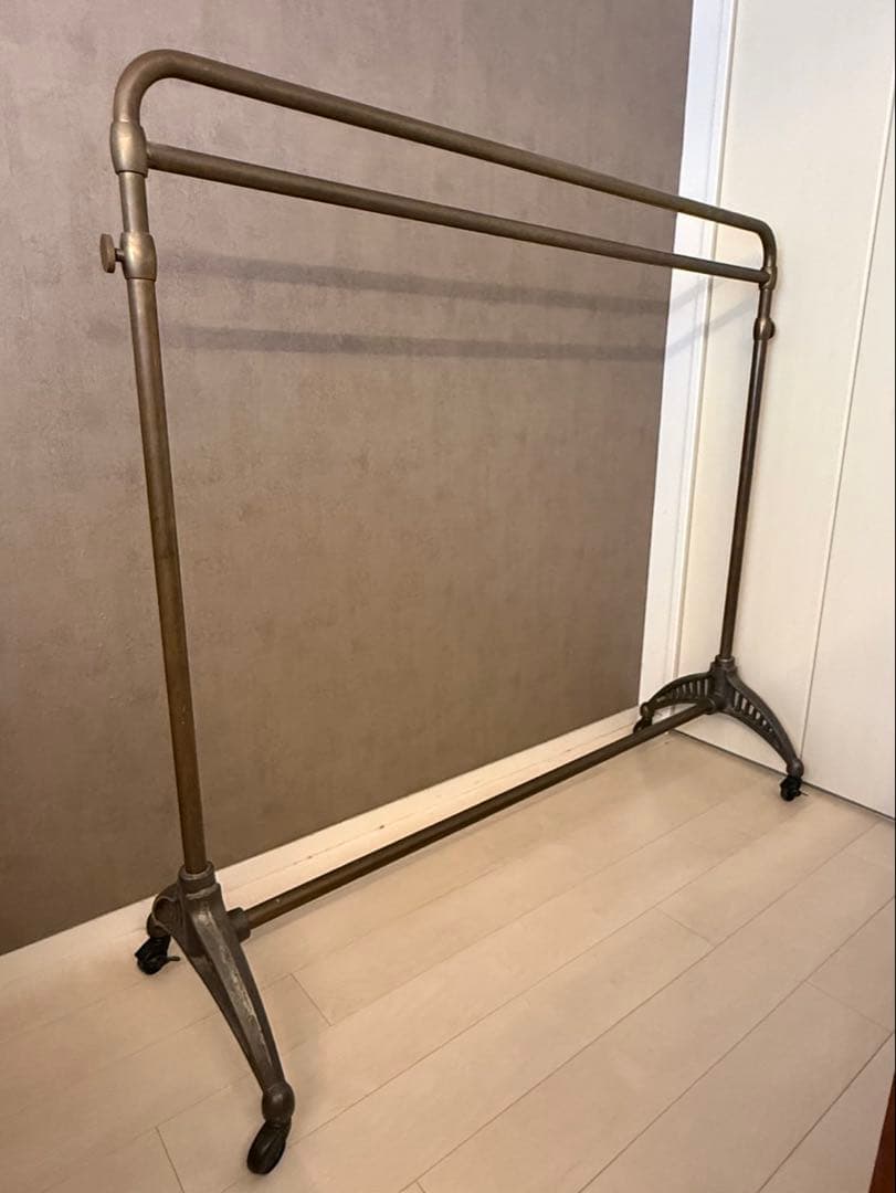 希少 西川金太郎 真鍮x鋳物 ハンガーラック キャスター付 インダストリアル