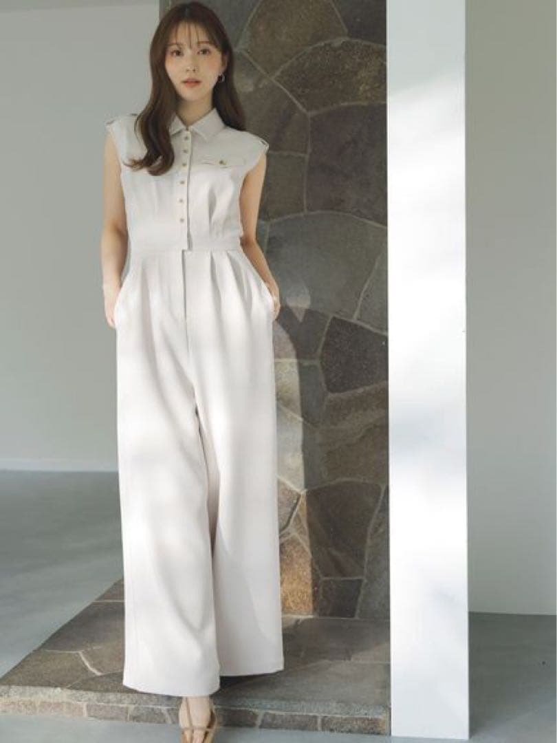 スナイデル　SNIDEL トレンチディティールオールインワン　アイボリー