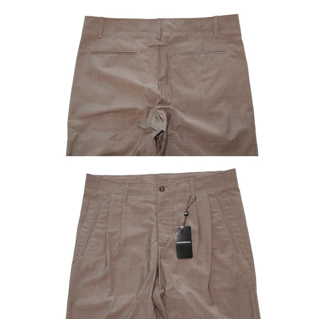 15万★アルマーニ【ヴァージンウール100%】ミルクティー★スラックス パンツ