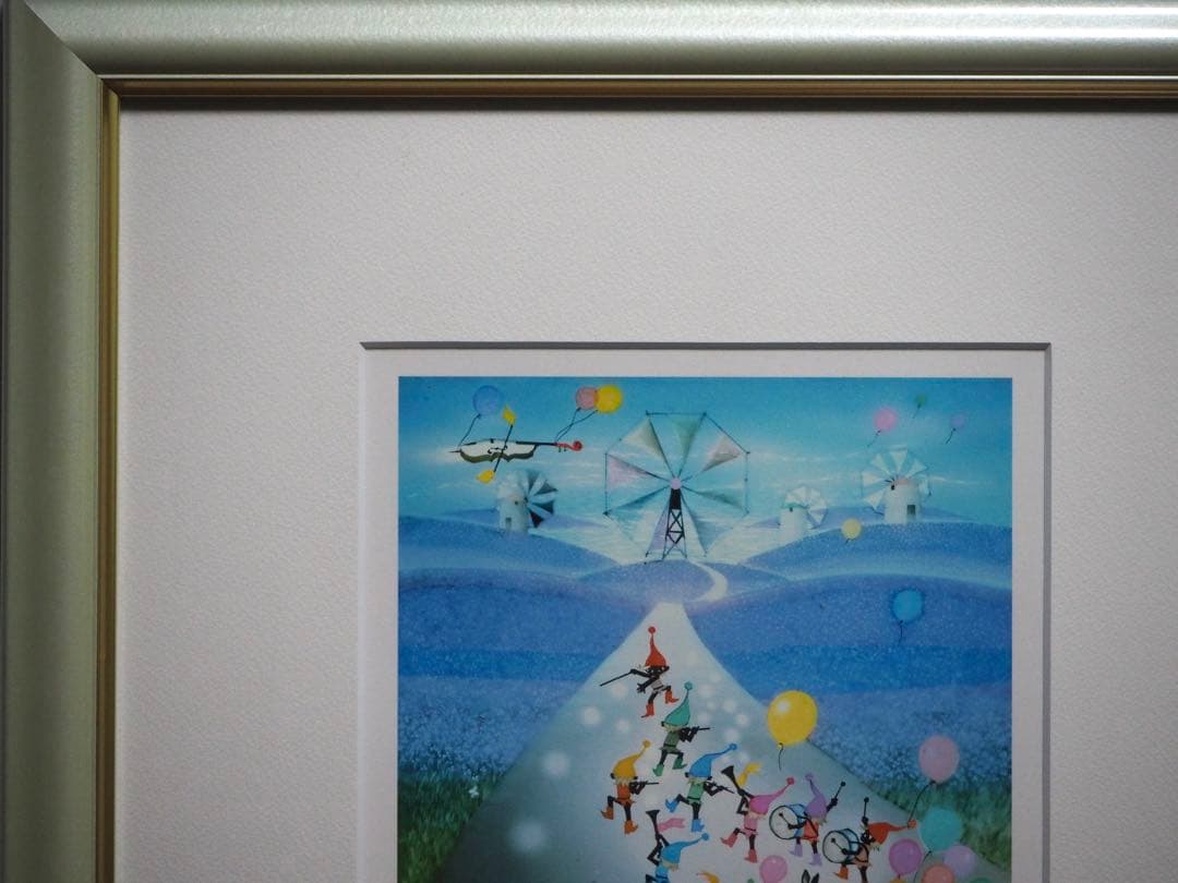 真作■藤城清治 版画 ラベンダー畑の夢 直筆サイン■レフグラフ 絵画 こびと