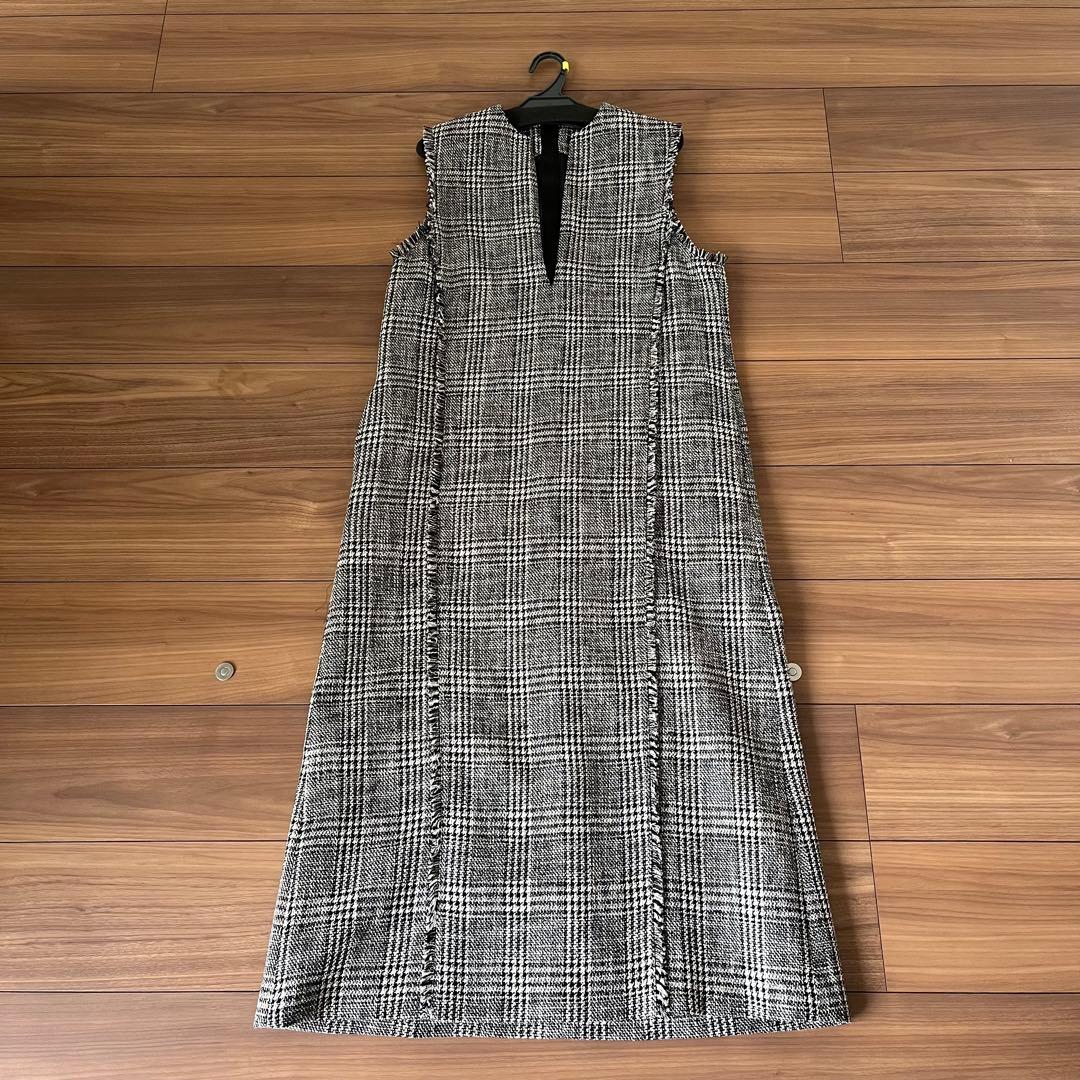 Mila Owen ミラオーウェン リブニットセットレイヤードツイードワンピース