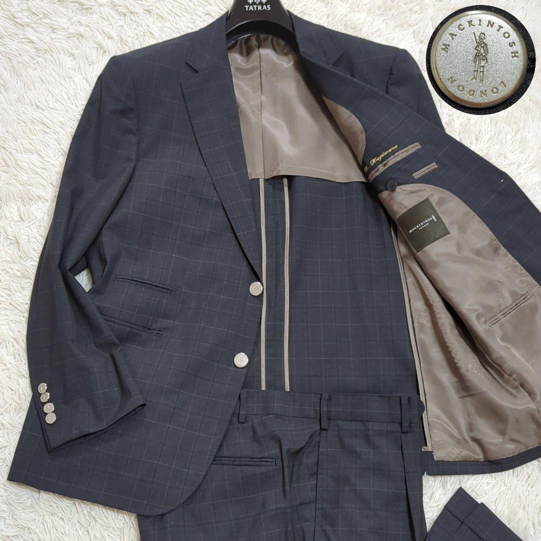 極美品 2XL相当 マッキントッシュ 銀ボタン セットアップスーツ チェック