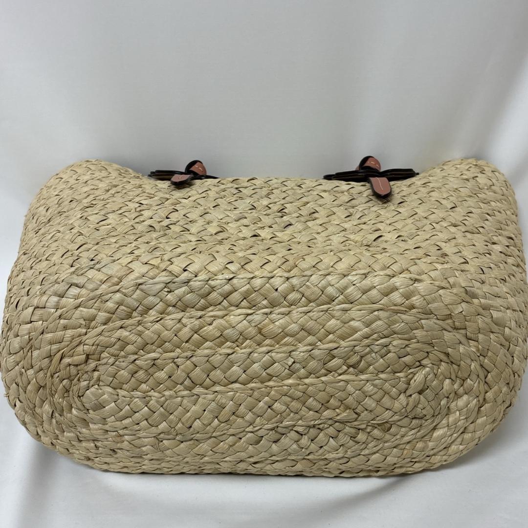 COACH カゴバック ストロー トートバッグ ショルダー アイボリA4 美品