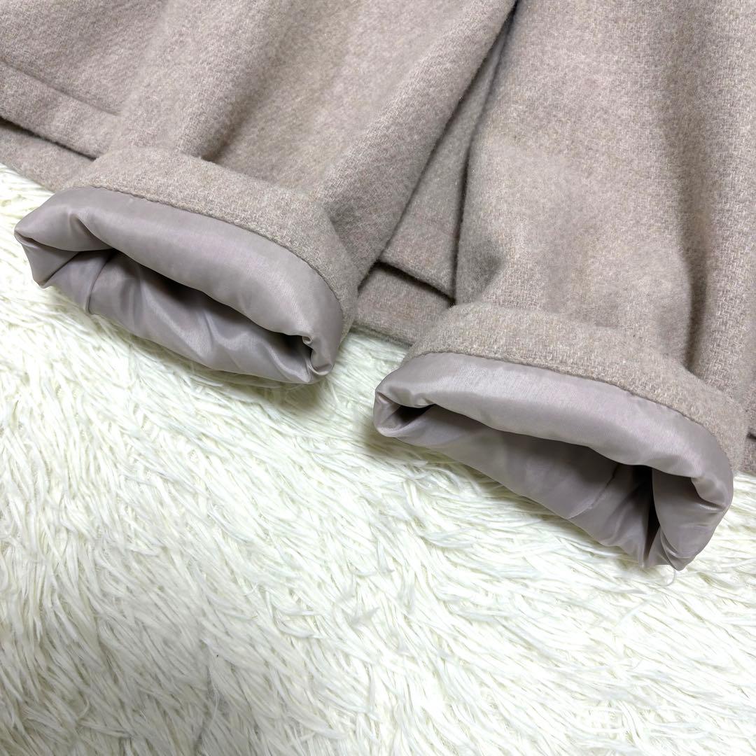 美品 ダントン ライトパイル ウールモッサ カラーレスジャケット ノーカラー