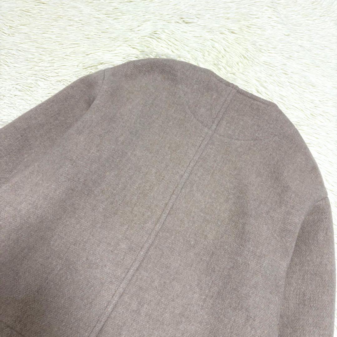 美品 ダントン ライトパイル ウールモッサ カラーレスジャケット ノーカラー